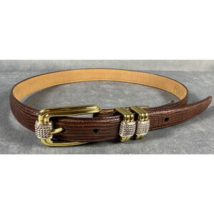 Brighton Women’s Brown‎ Lizard Leather Belt 4B608 3/4”Wide Sz Small 28”